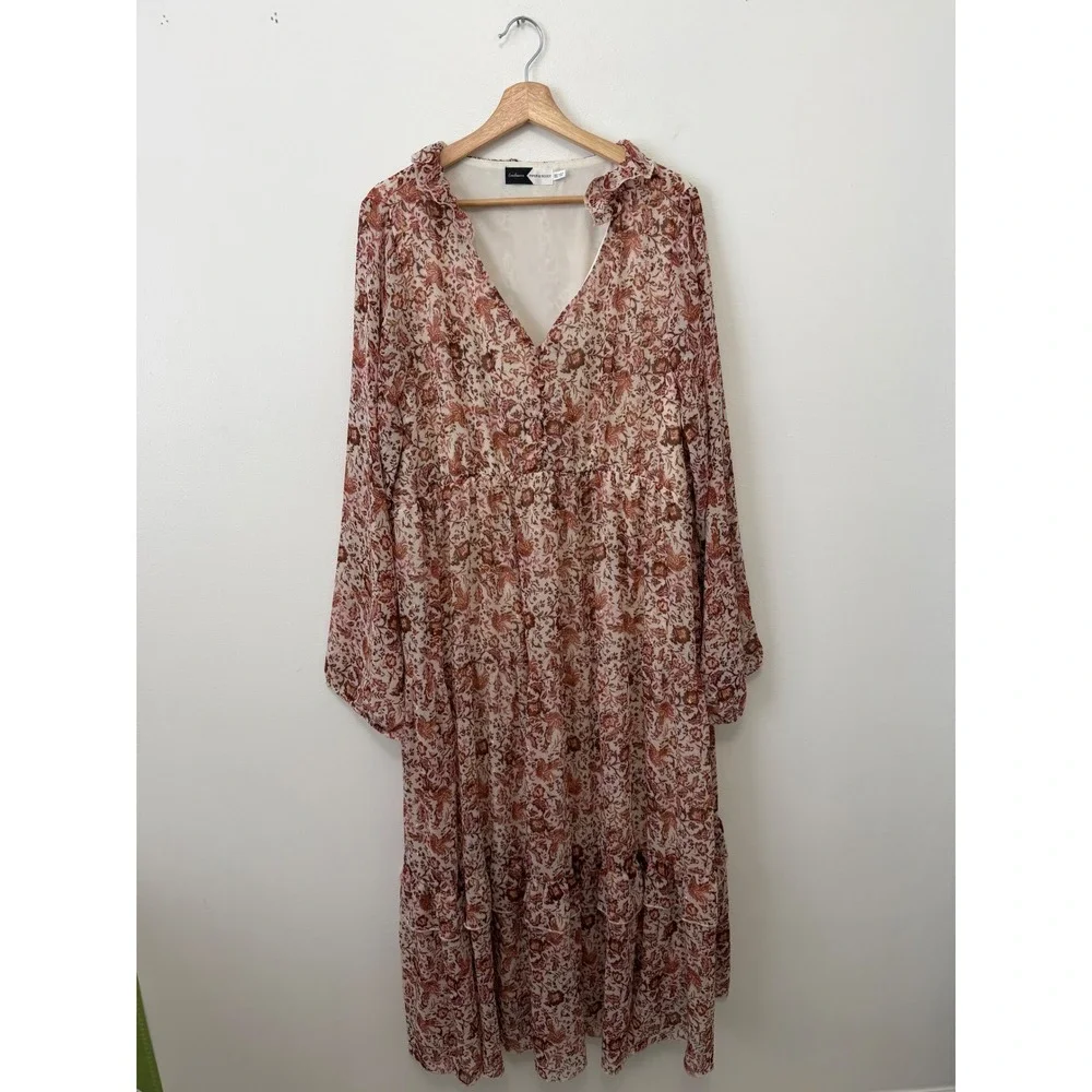 Piper & Scoot The Halpert Tiered Midi Dress – Cream Floral – Size XXXL - Picture 2 of 5